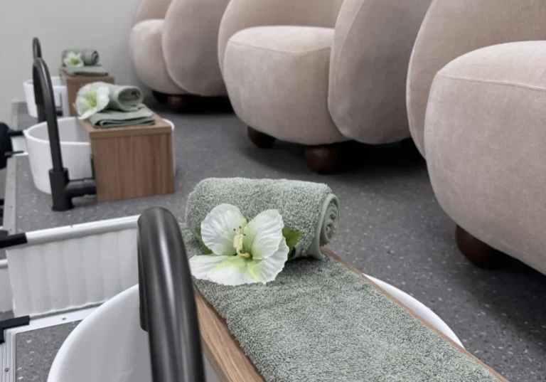 Relaxing pedicure station with soft chairs
